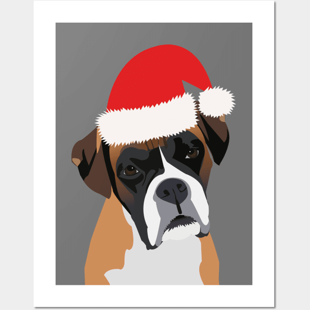 Christmas Boxer Dog Wall Art by KCPetPortraits